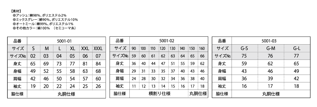 ユナイテッドアスレ5001のサイズ表